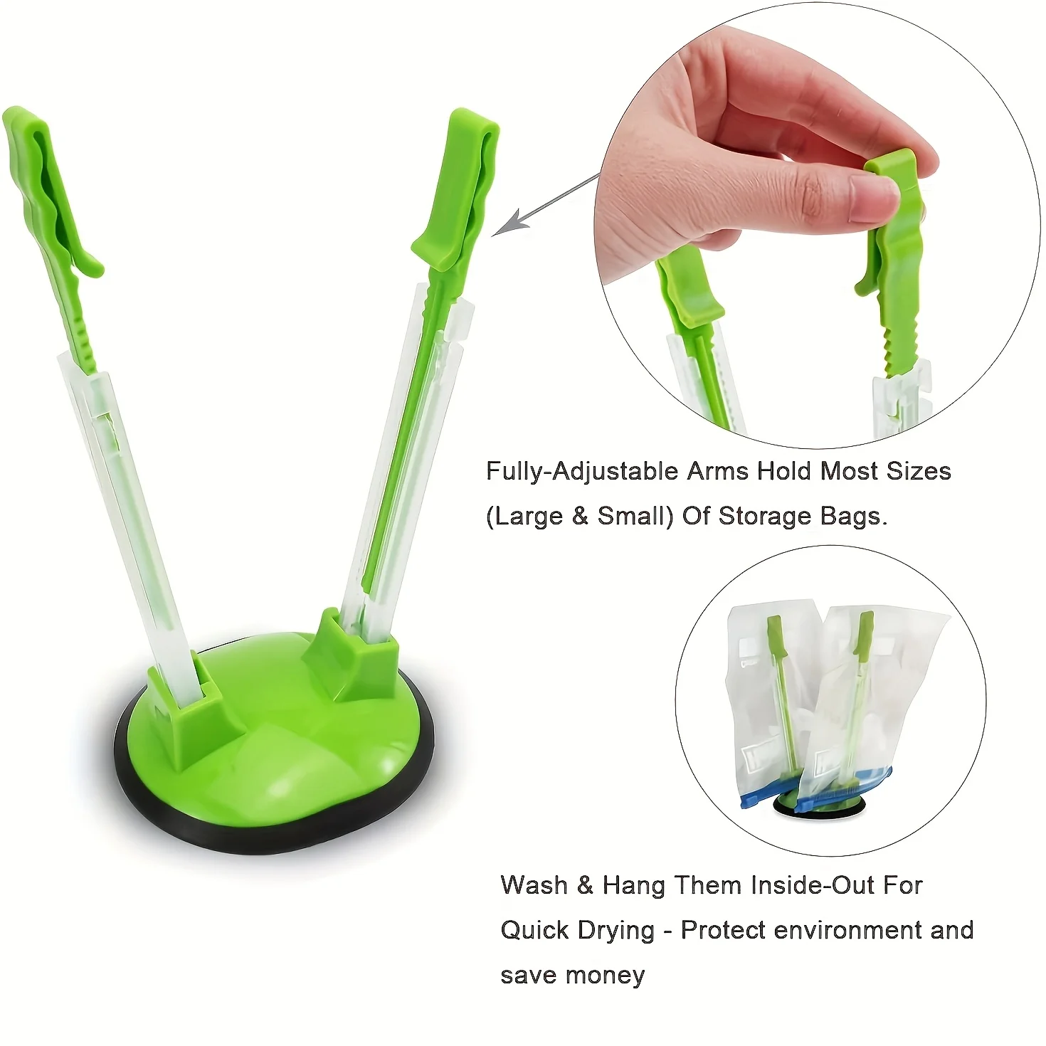 Kitchen Gadgets Rack Storage - Zipper Bag Holder Plastic Adjustable NonSlip