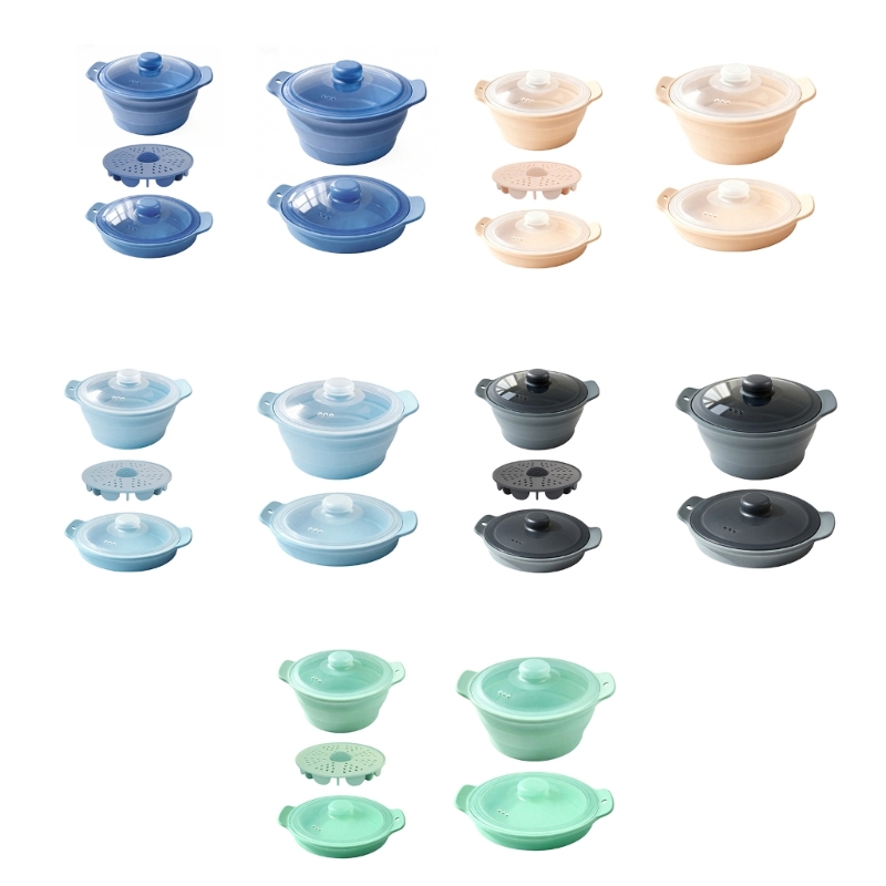 Silicone Steamer Basket - Foldable Silicone Small Steamer Cooker With