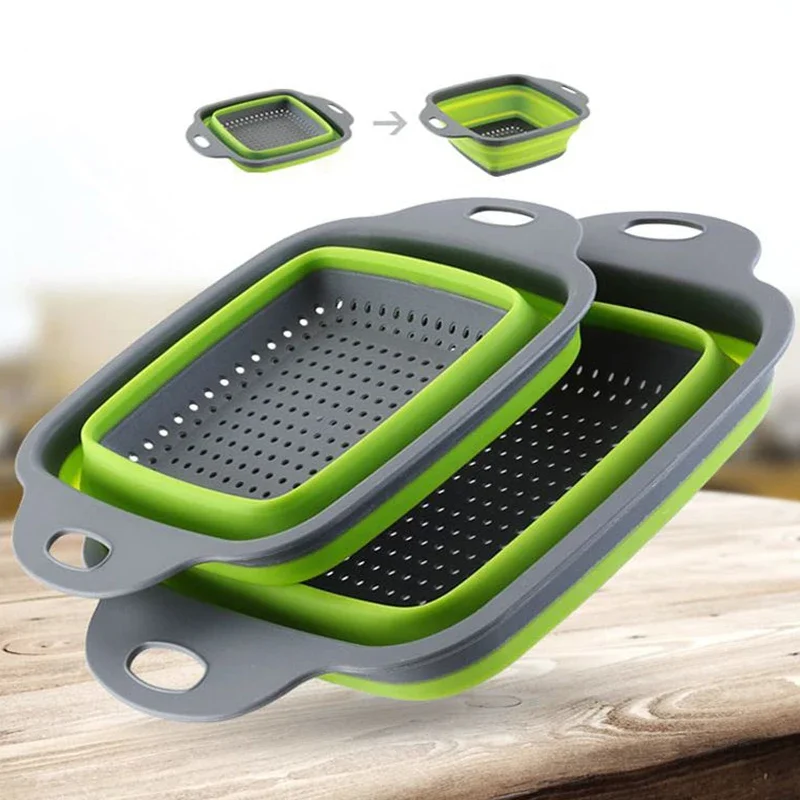 Silicone Steamer Basket - NEW Foldable Vegetable Washing Basket Vegetable