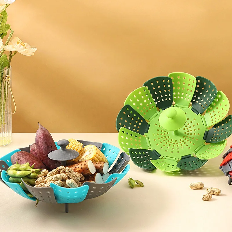 Folding Food Steamer Vegetable - Silicone Steamer Basket recension och pris