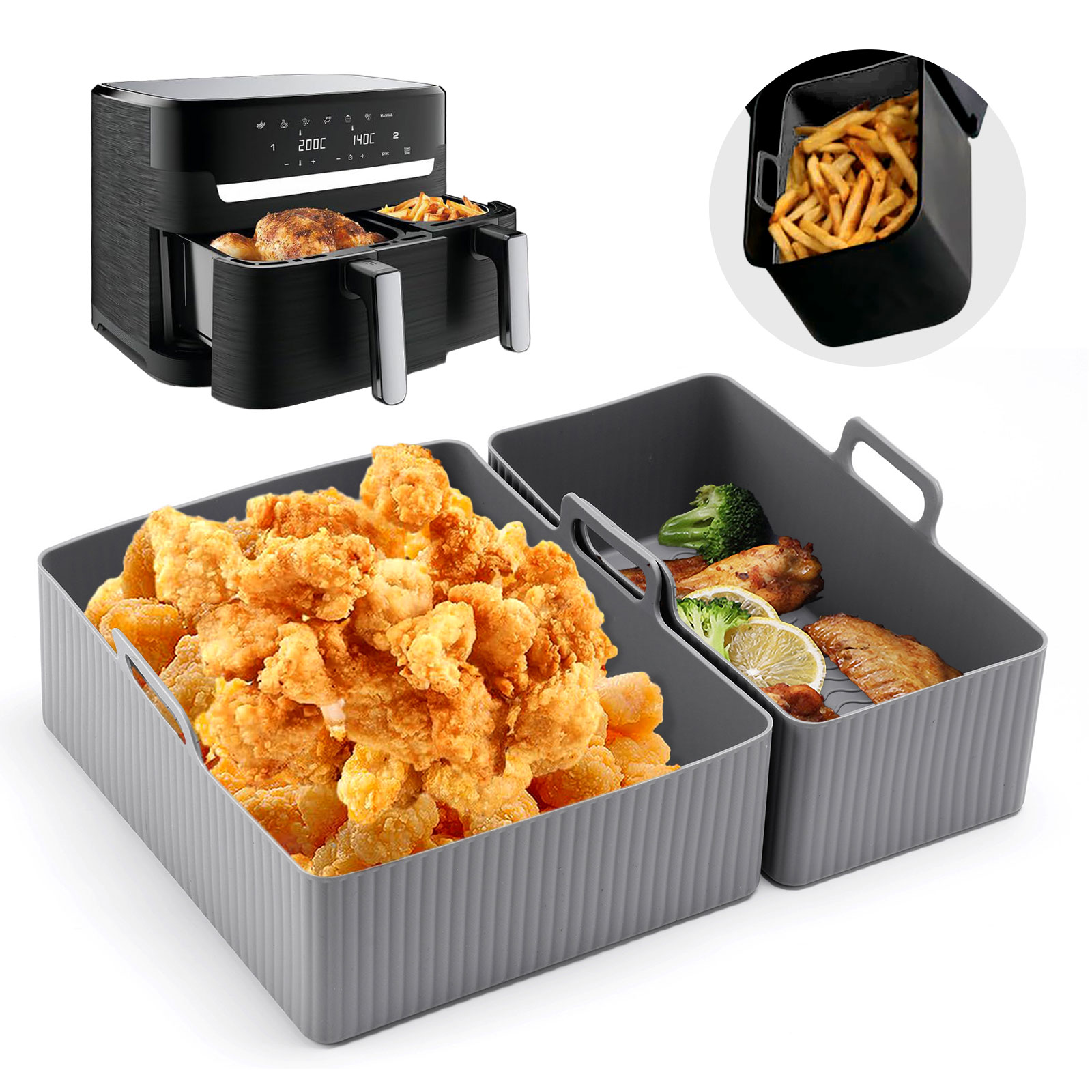2pcs Set Silicone Air Fryer Ma - Silicone Steamer Basket recension och pris